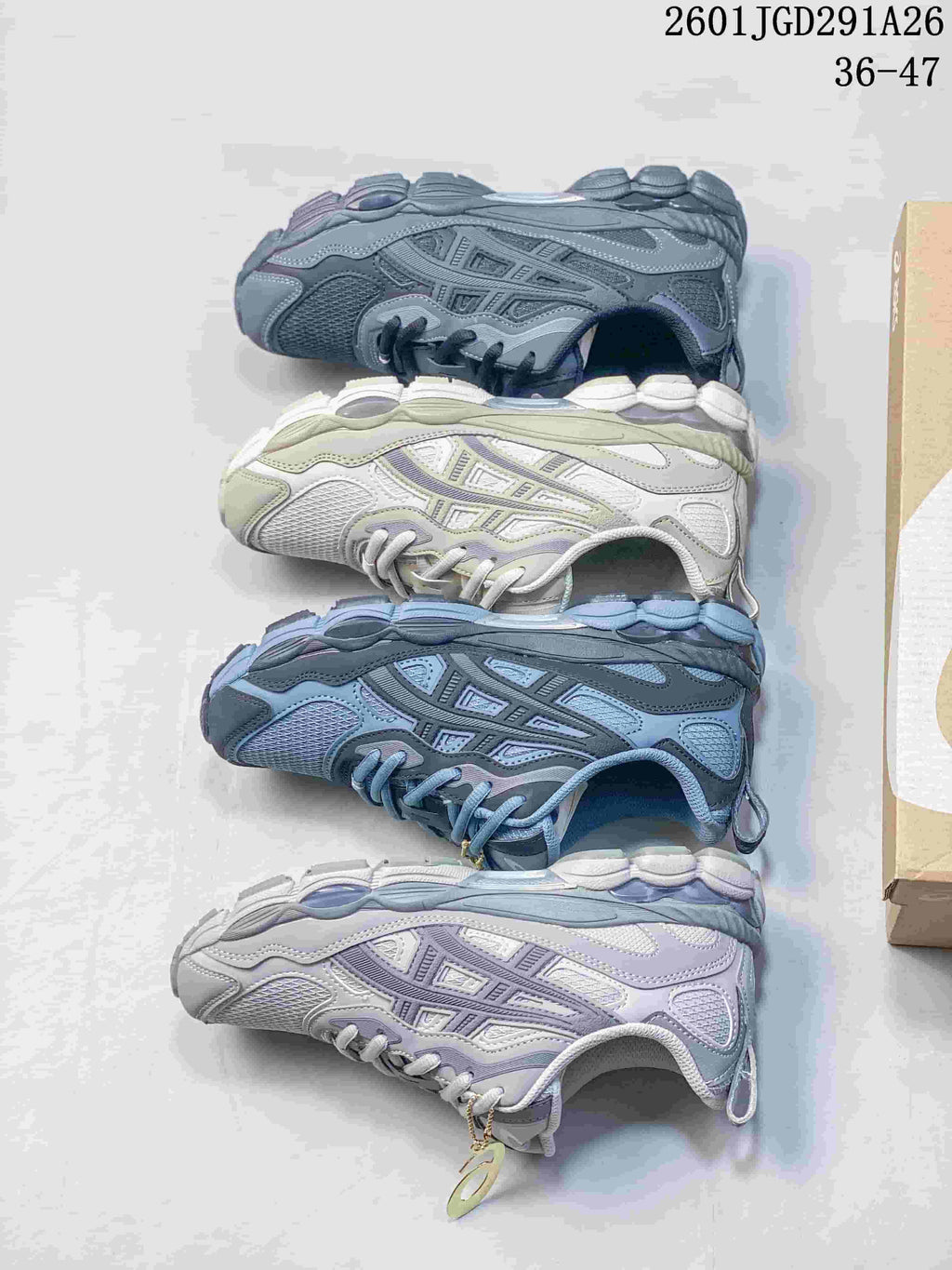 Four ASICS GEL-NYC RGD color variations shown from the side