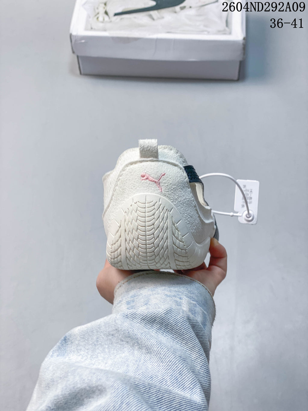 Rear view showing the textured heel and outsole