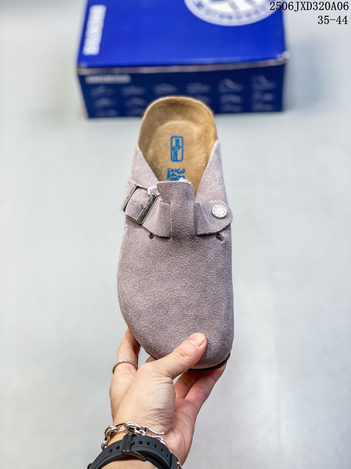 Top view showing the clog's adjustable buckle and contoured footbed