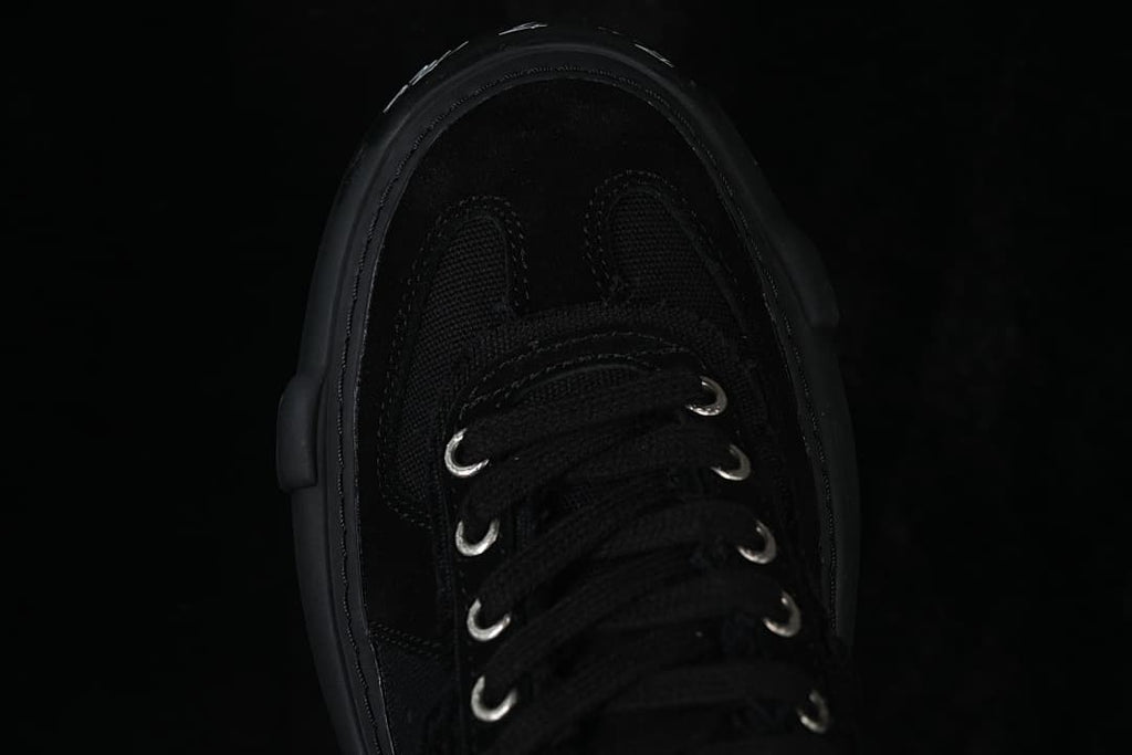 Top-down view of the sneaker toe and lacing