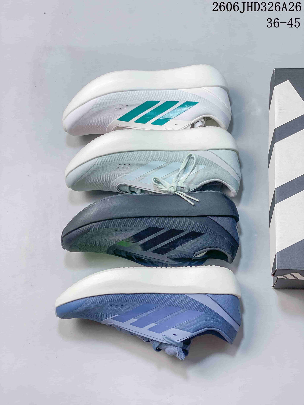Four adidas Supernova Rise 3 colorways shown together