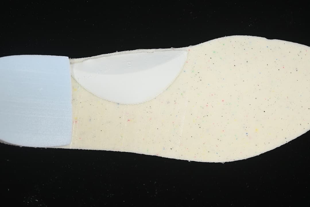 Close-up view of a shoe insole component