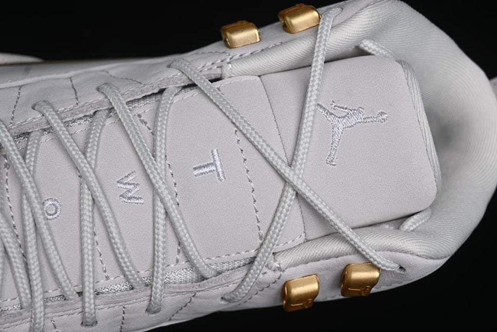 Close-up of the laces, tongue, and Jumpman logo