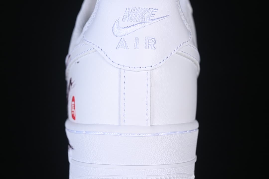 Close-up of the heel branding and red seal detail