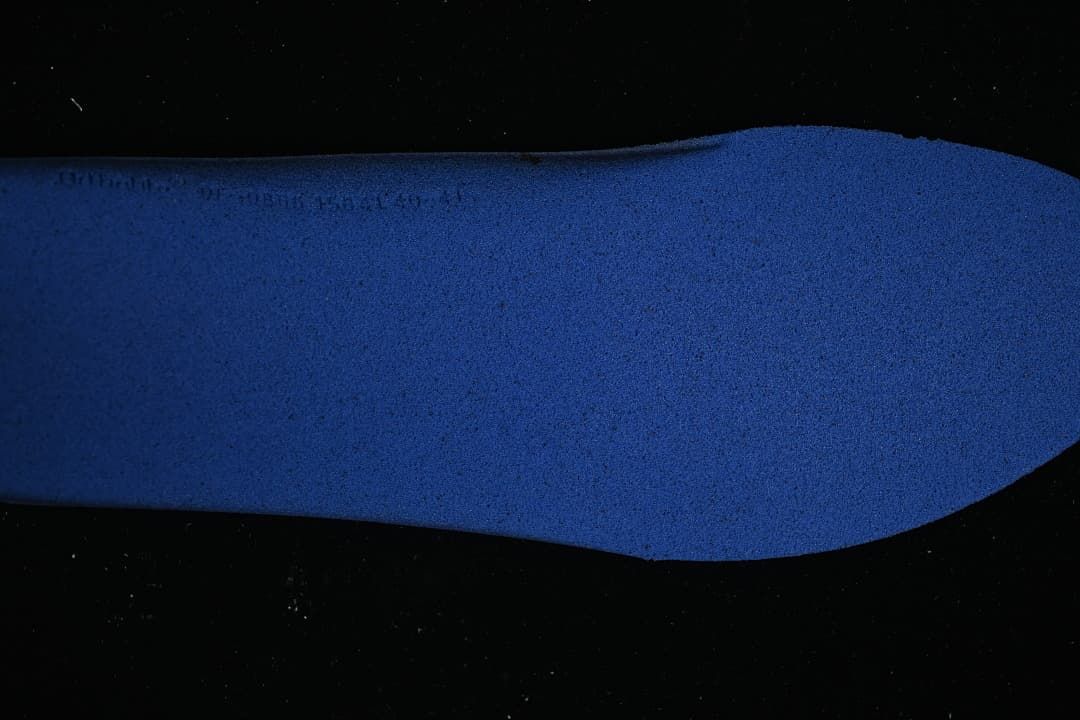 Blue shoe insole shown from above