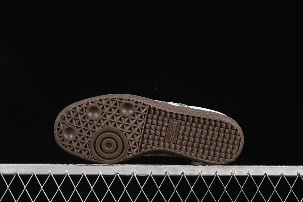 Underside view showing the patterned brown outsoles