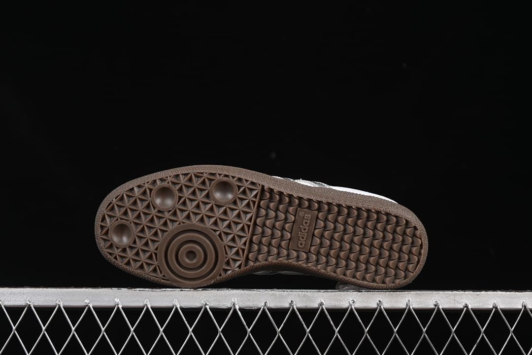 Underside view showing the patterned brown outsoles