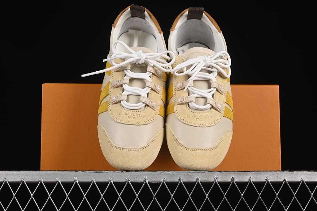 Front view of the pair displayed on an orange box