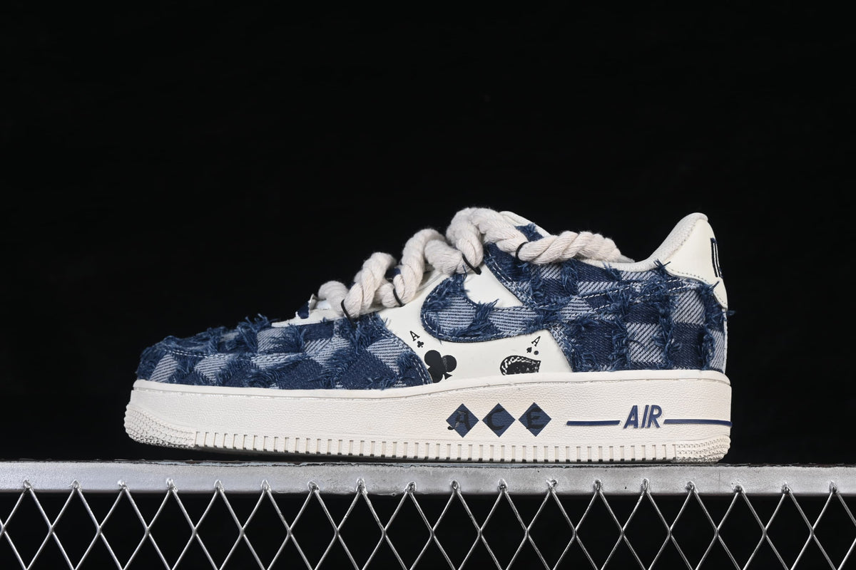 Side profile showing the blue and off-white design with ACE and AIR graphics