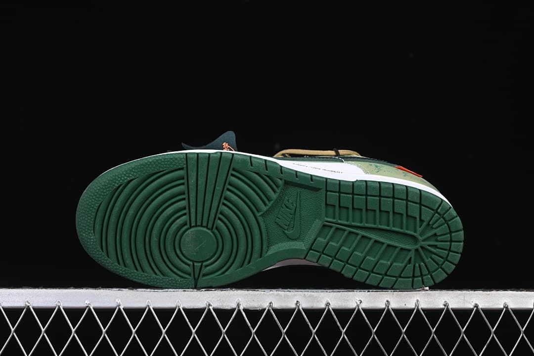 Underside view showing the dark green outsole tread