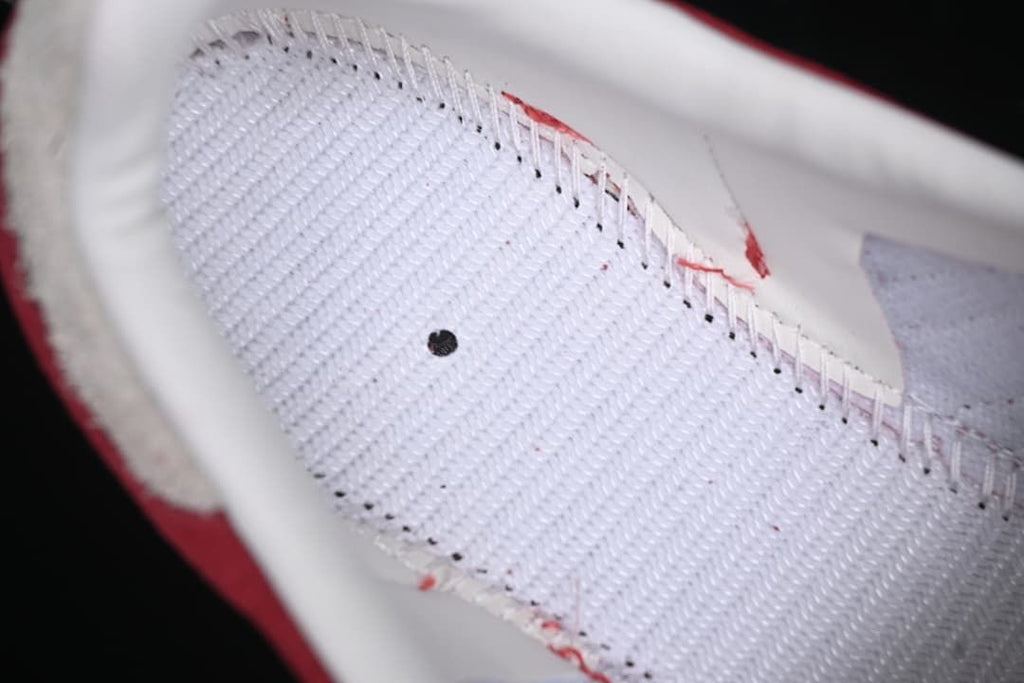 Close-up view inside the sneaker, showing the lining and stitching.