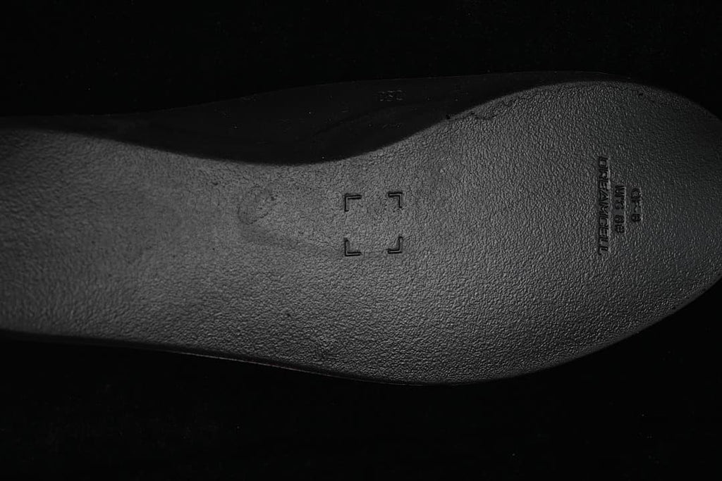 Close-up of the dark outsole