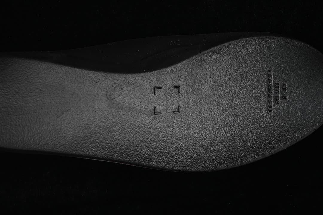 Close-up of the dark outsole
