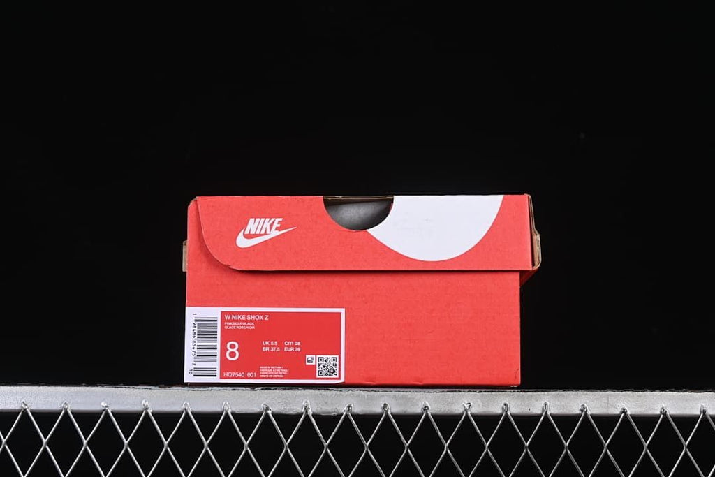 Shoe box label showing W Nike Shox Z and style code HQ7540-601