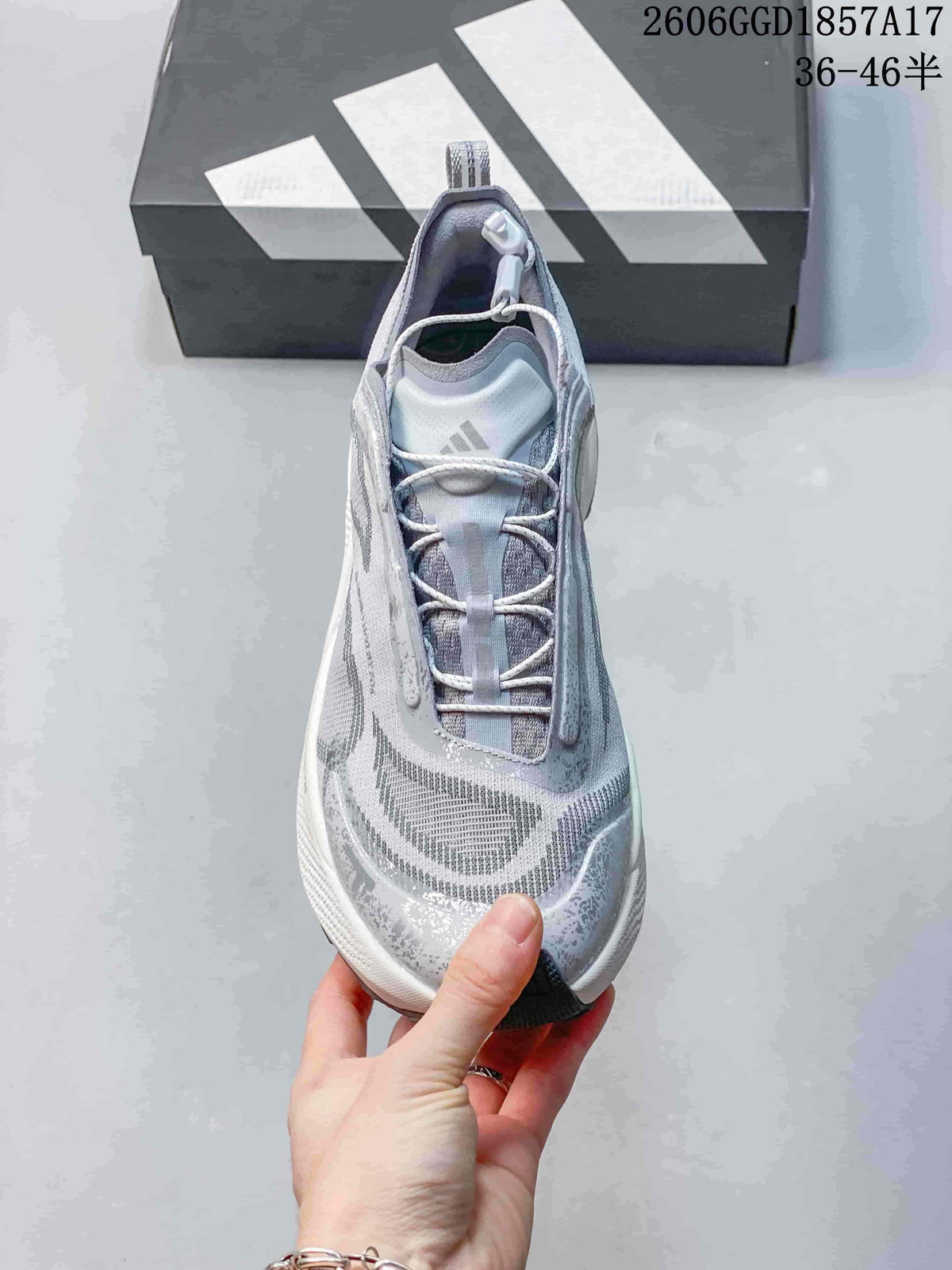 Top view of an adidas Holo Peak shoe showing its laces and layered upper