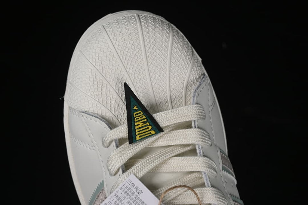 Close-up of textured shell toe and lace detail