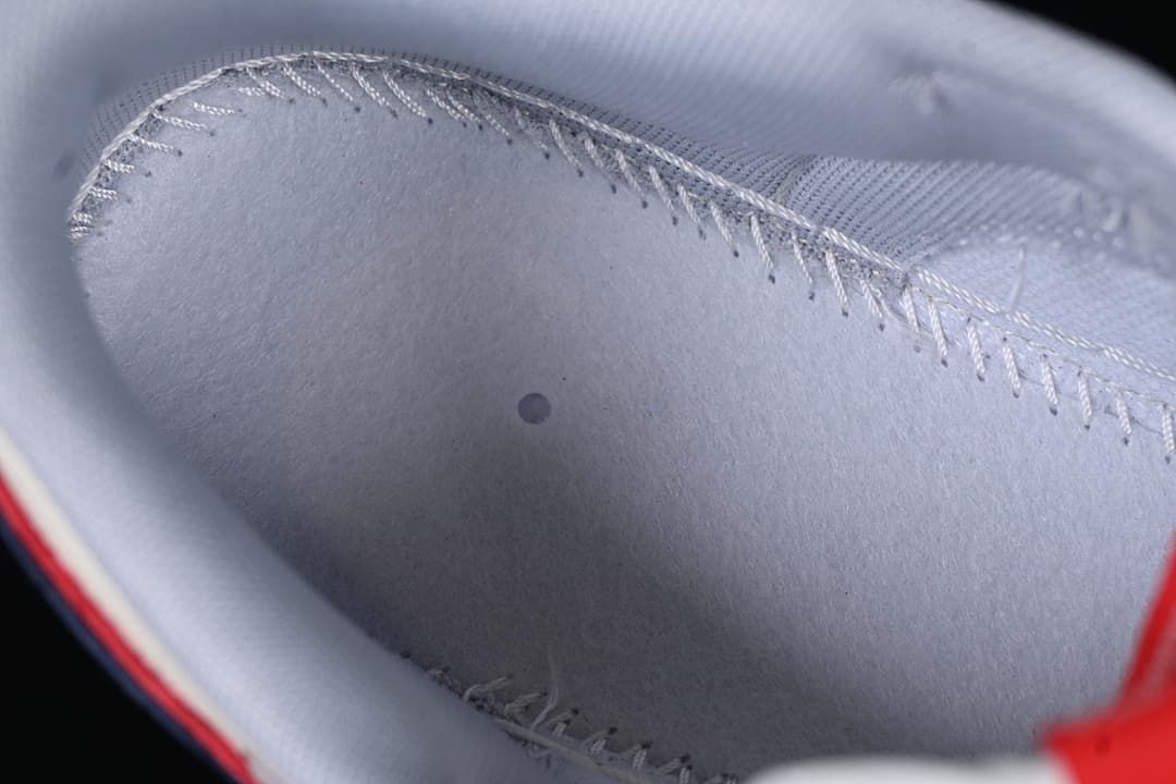 Close-up of the sneaker's interior lining and stitching.