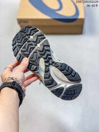Underside view of the ASICS Gel-Kahana 8 sneaker showing the rugged patterned outsole.