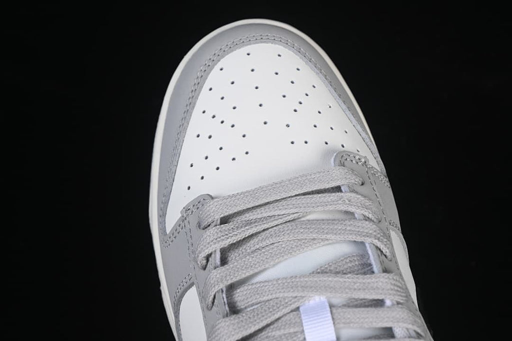 Top view of the perforated toe box and laces