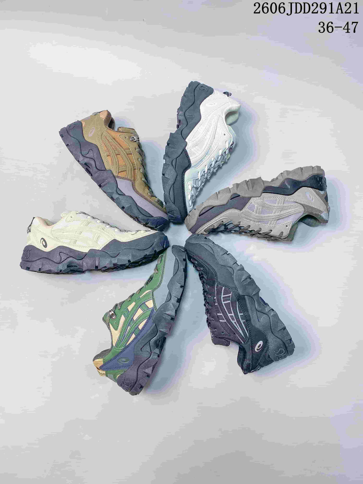 Group of ASICS GEL-PICKAX sneakers shown in several colorways.