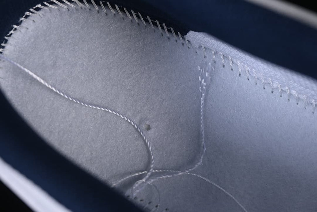 Close-up of stitching and interior construction