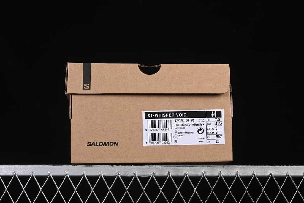 Shoe box label identifying the XT-Whisper Void and sample size