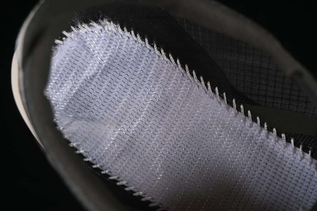 Close-up of the shoe's inner lining and upper construction