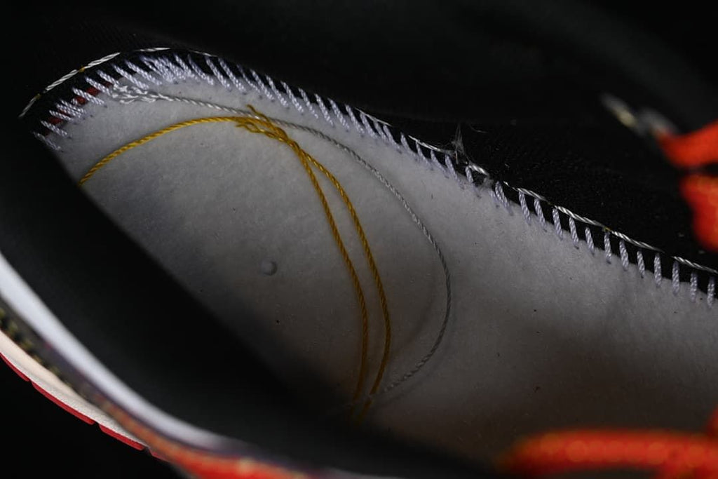 Close-up of the interior stitching and lining