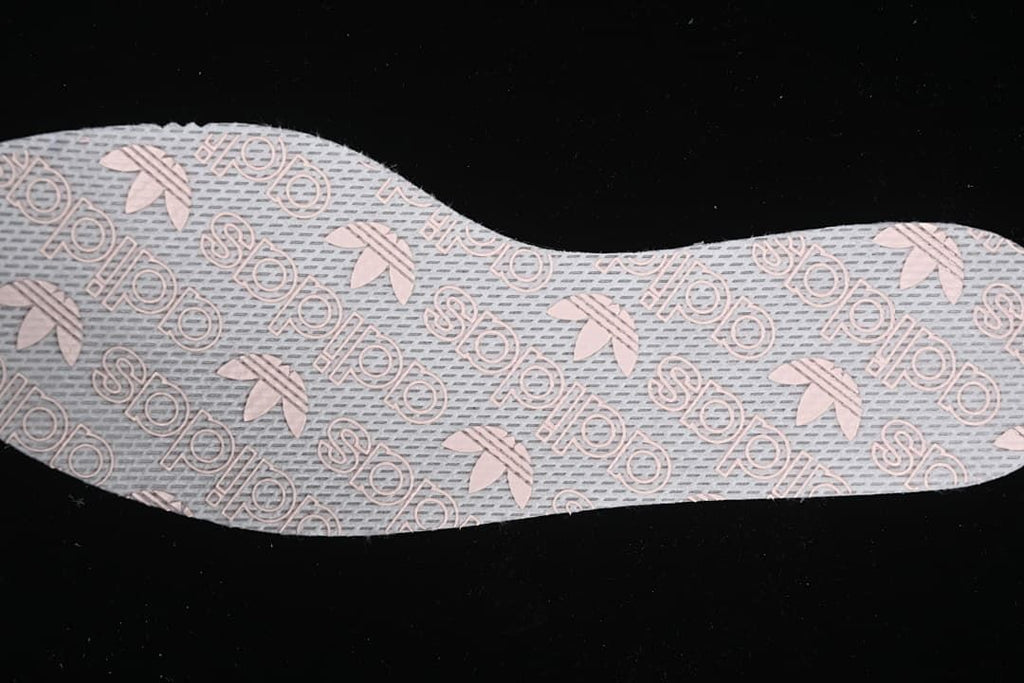 Close-up of the patterned shoe insole