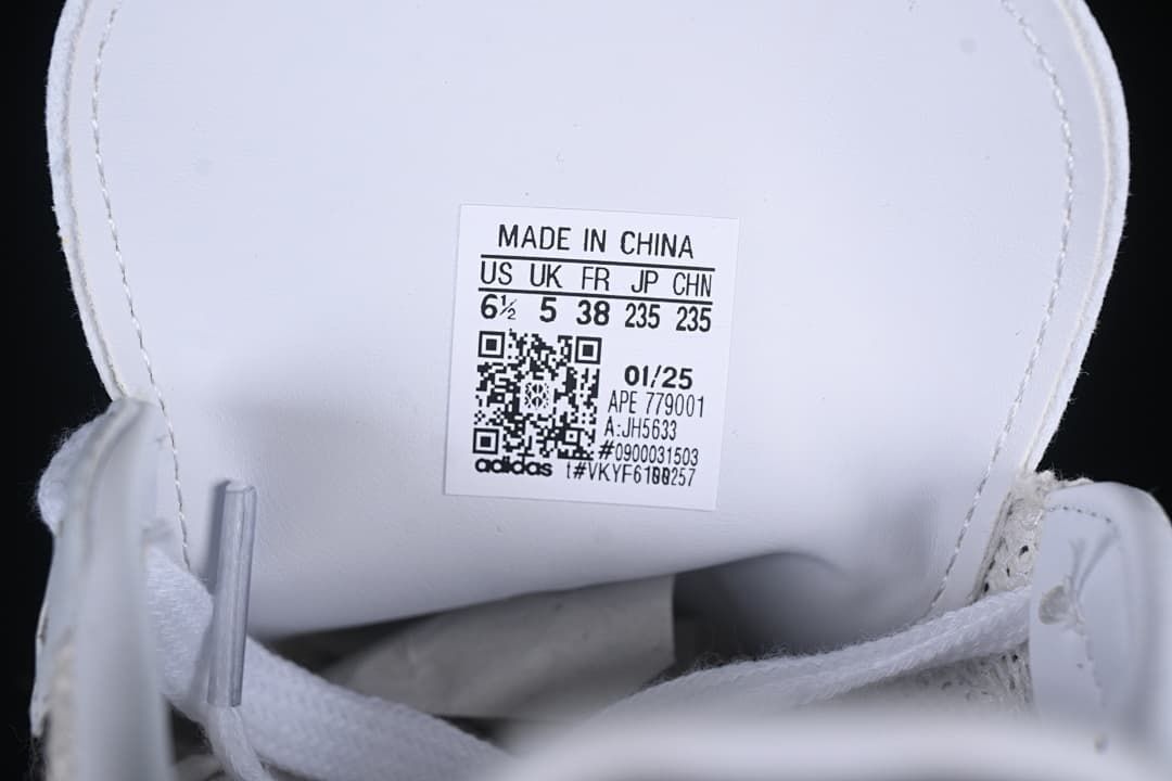Shoe size label showing EU 38 and model JH5633