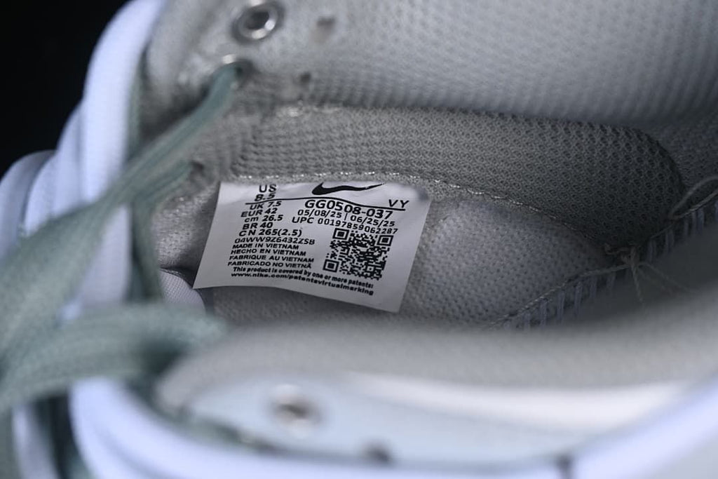 Close-up of the shoe size label inside the sneaker