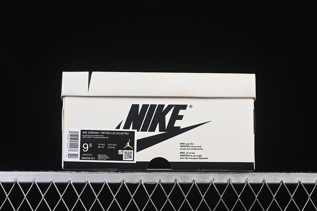 Nike shoe box label showing Air Jordan 1 Retro Low OG and style code IB8958-001