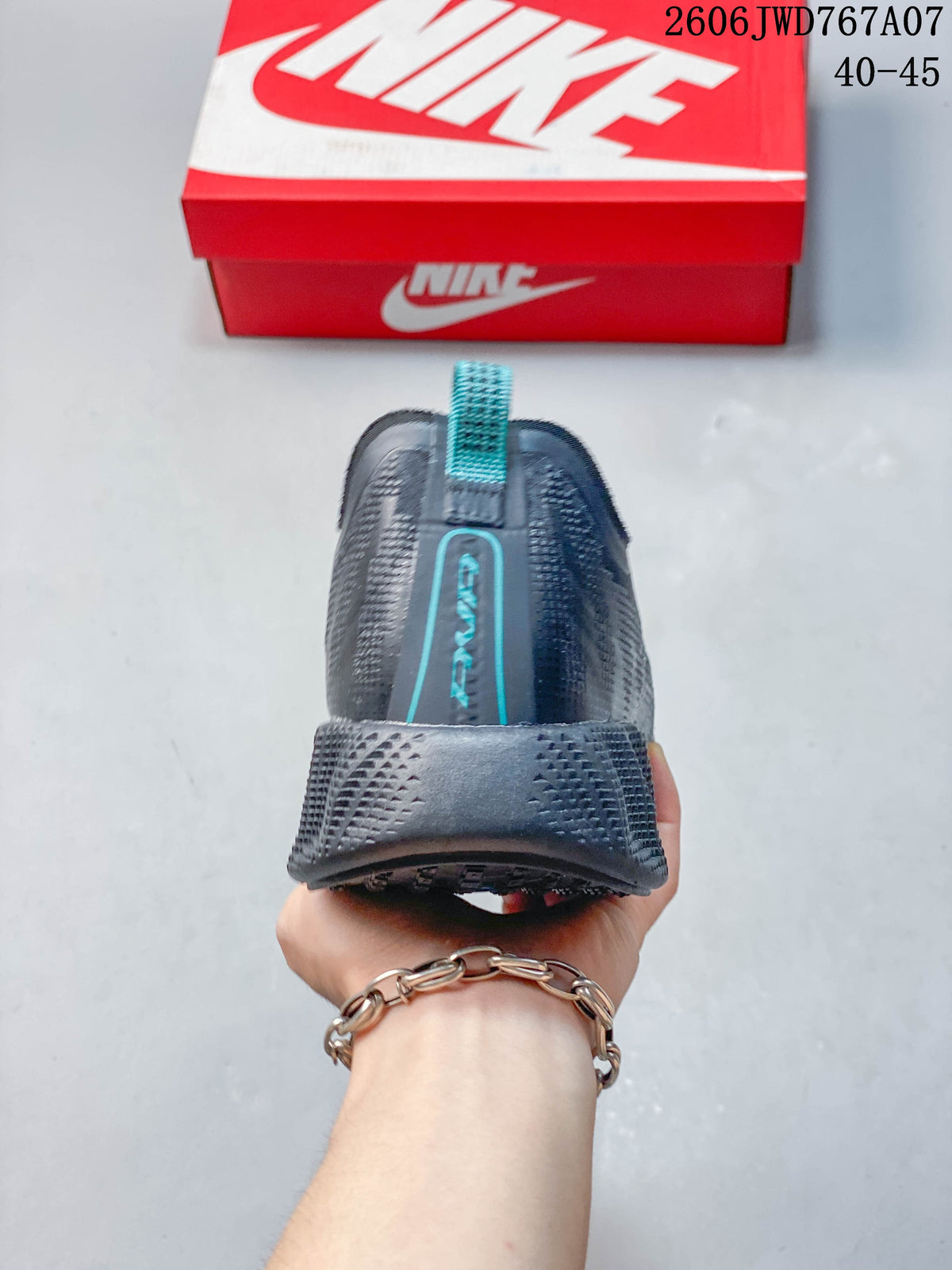 Rear view showing the heel and teal pull tab