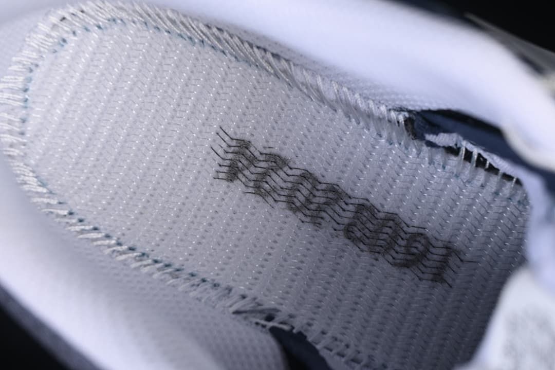 Close-up of the shoe's inner lining and stitching