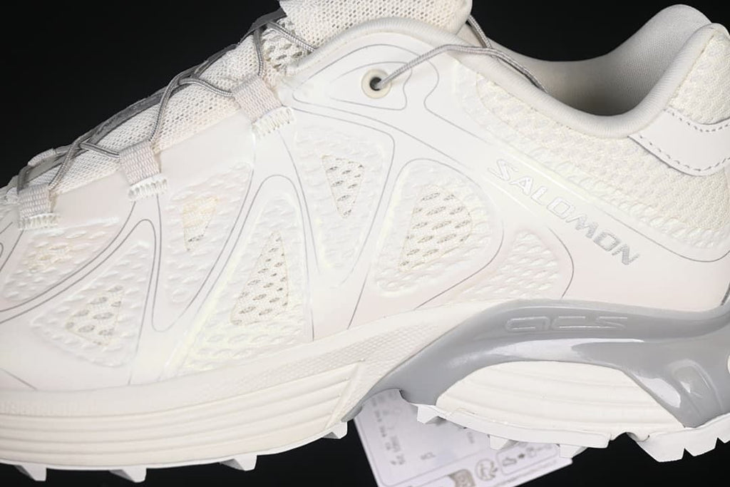 Close-up of the mesh panels, overlays, and side branding