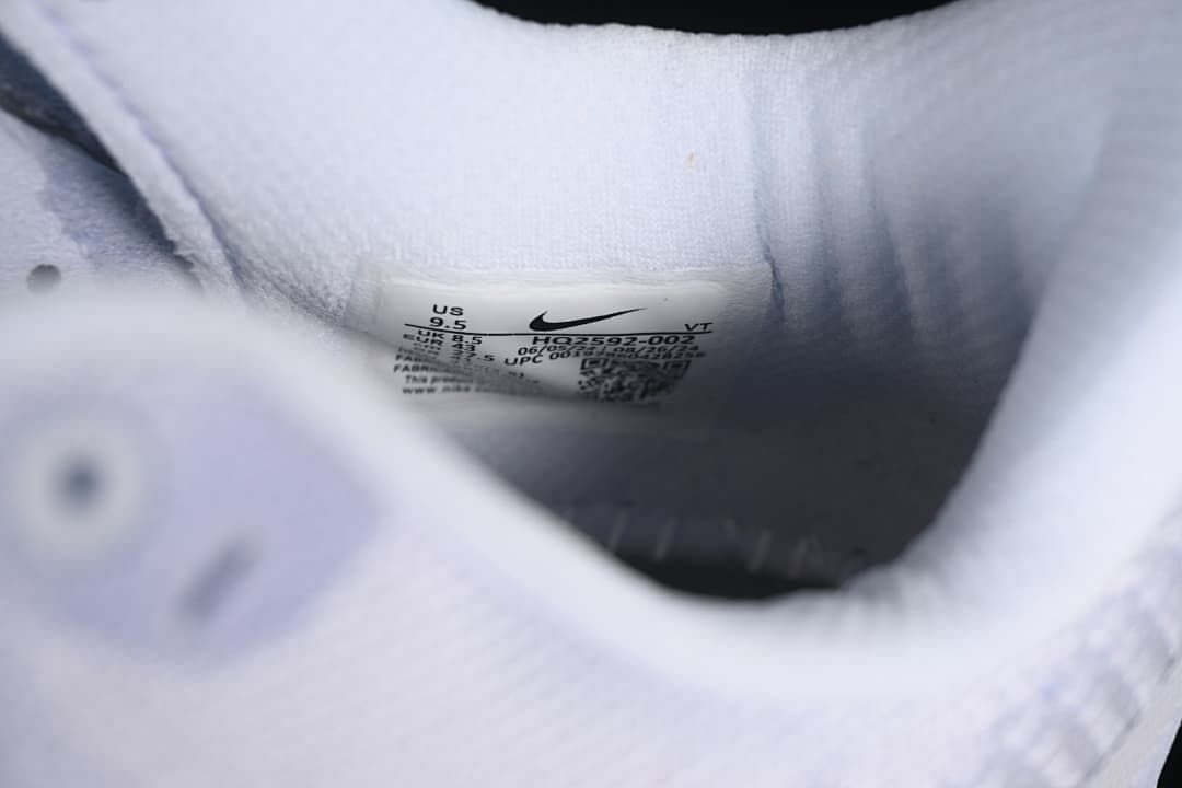 Interior shoe size label showing product and size details