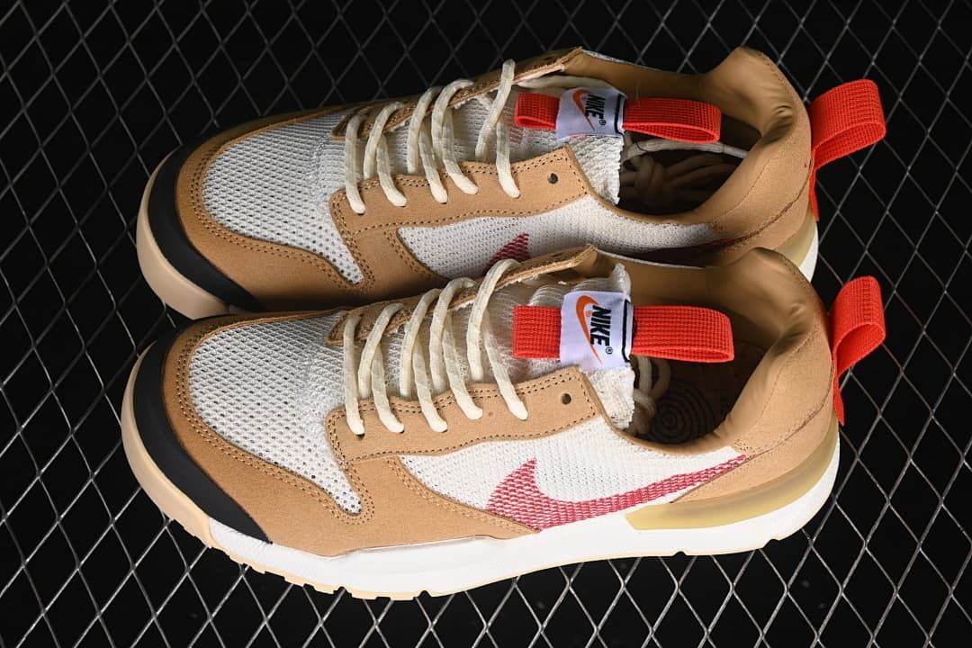 Pair of NikeCraft Mars Yard sneakers shown from above and the side