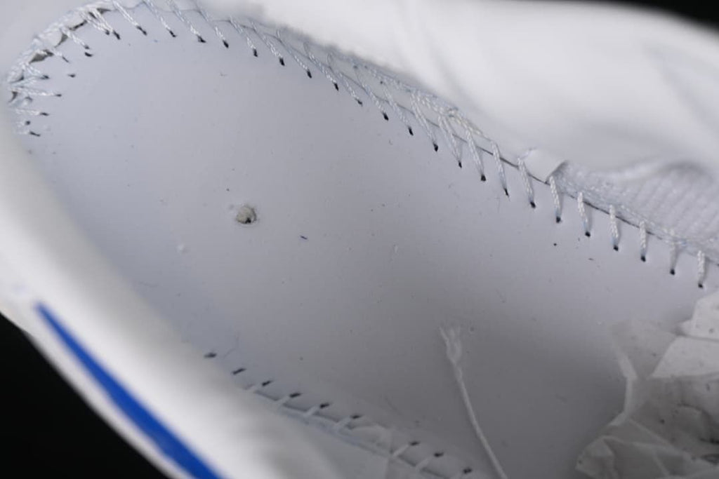 Close-up of the sneaker's interior stitching