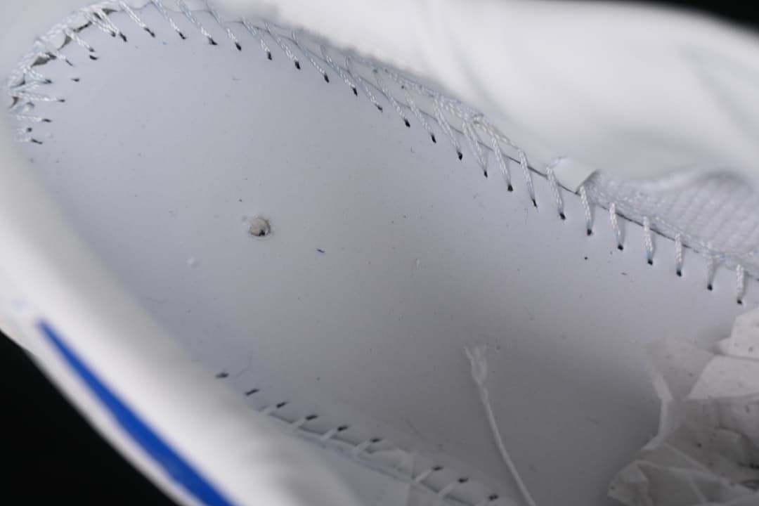 Close-up of the sneaker's interior stitching