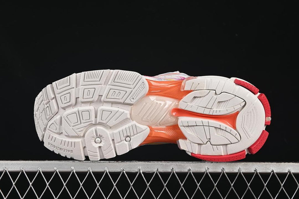 Underside view showing the sneaker tread pattern