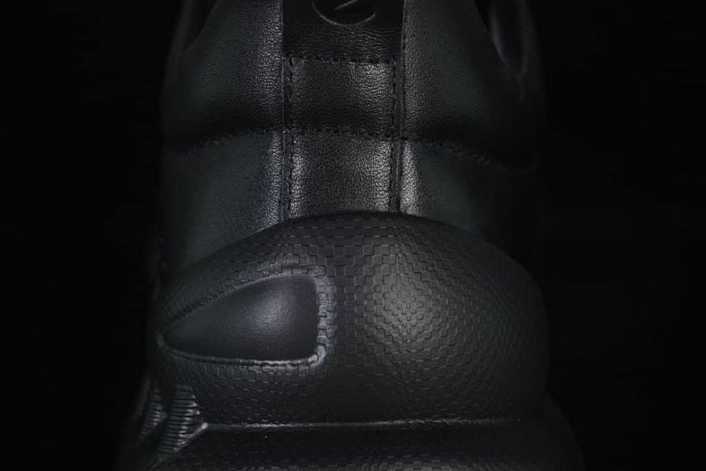 Close-up of the textured heel counter