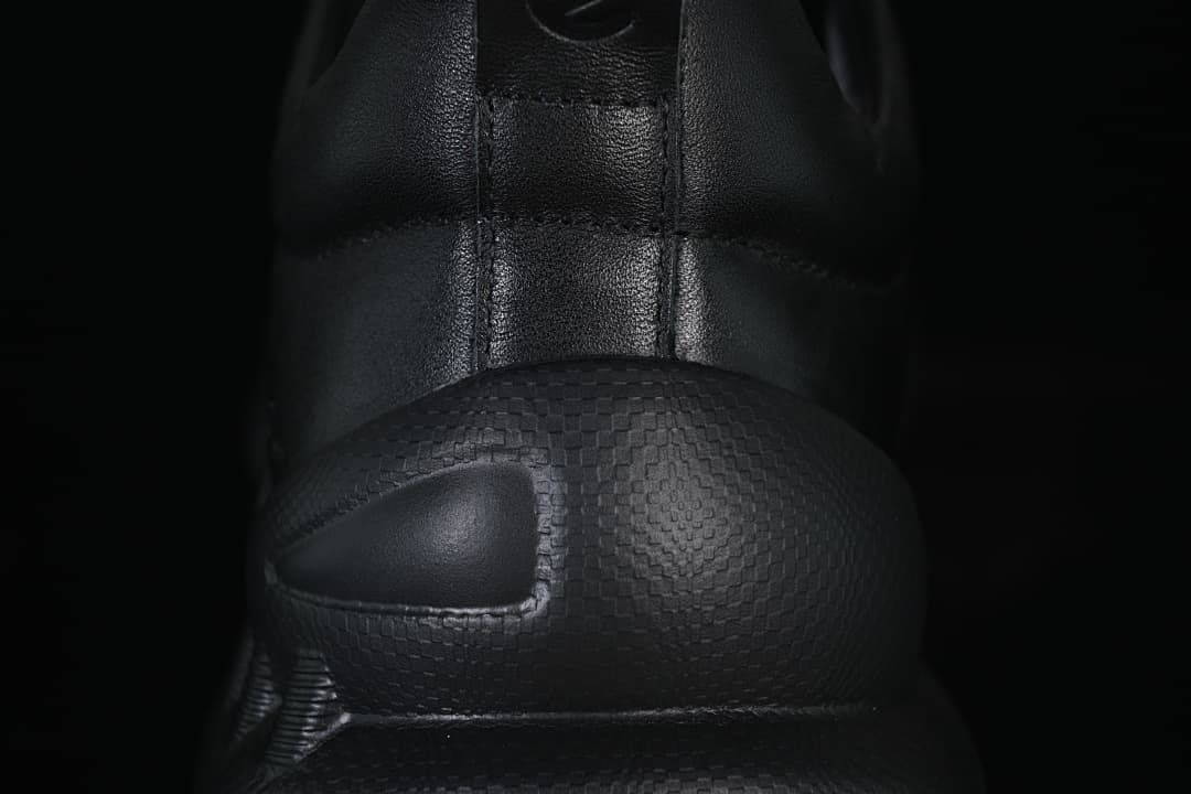 Close-up of the textured heel counter