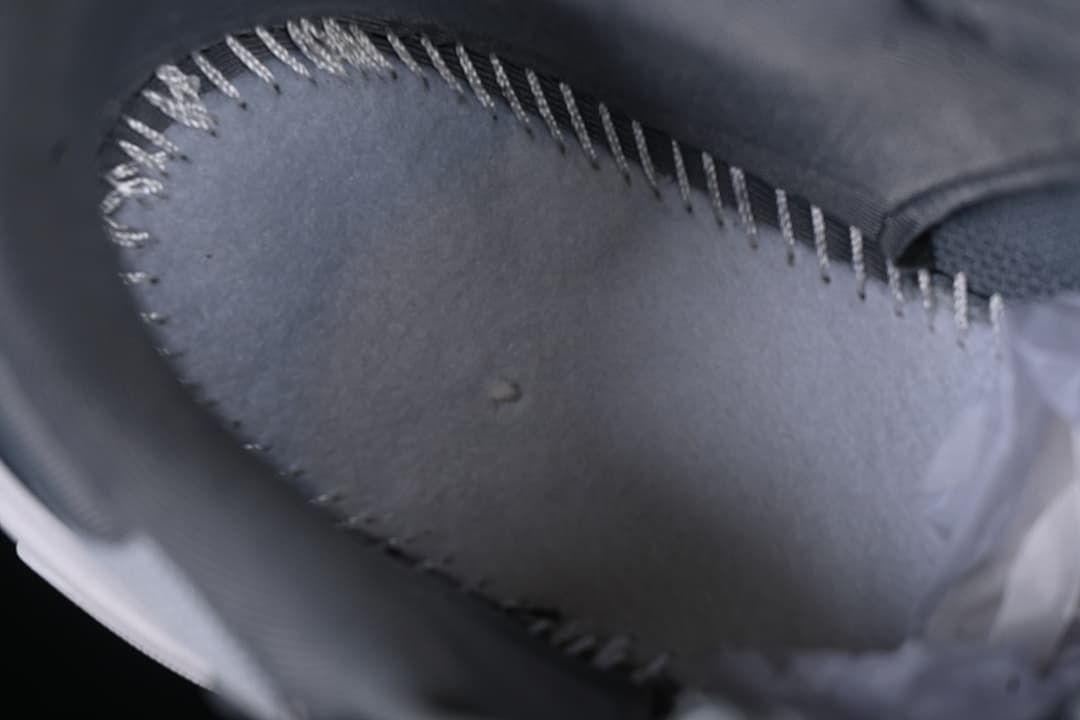 Close-up of the sneaker's interior lining and stitching