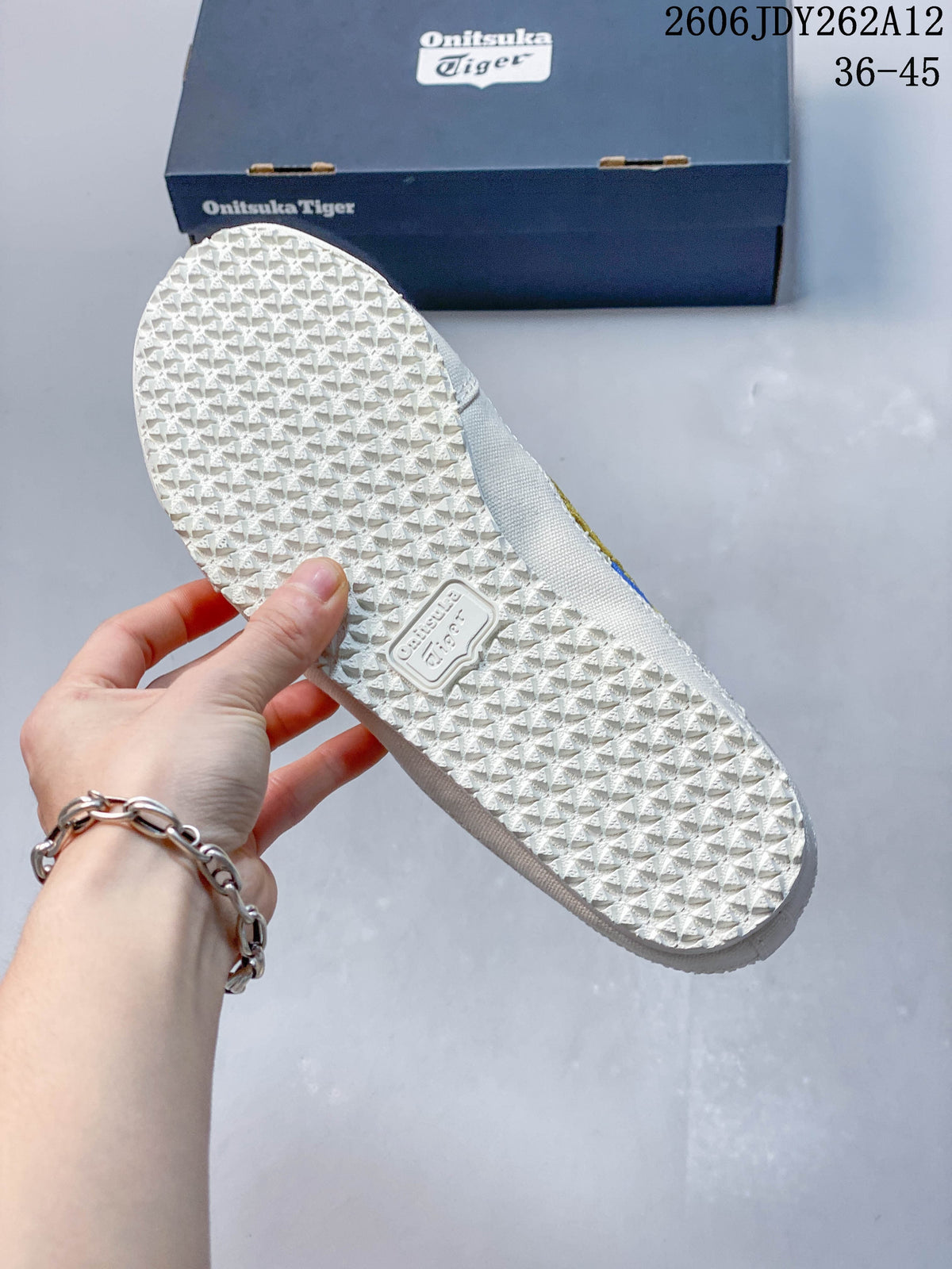 Close-up of the textured outsole on the Onitsuka Tiger Mexico 66 Sabot