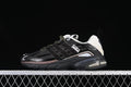 Side view of a black adidas Adistar Cushion SFTM sneaker with olive-toned laces and off-white heel accents.