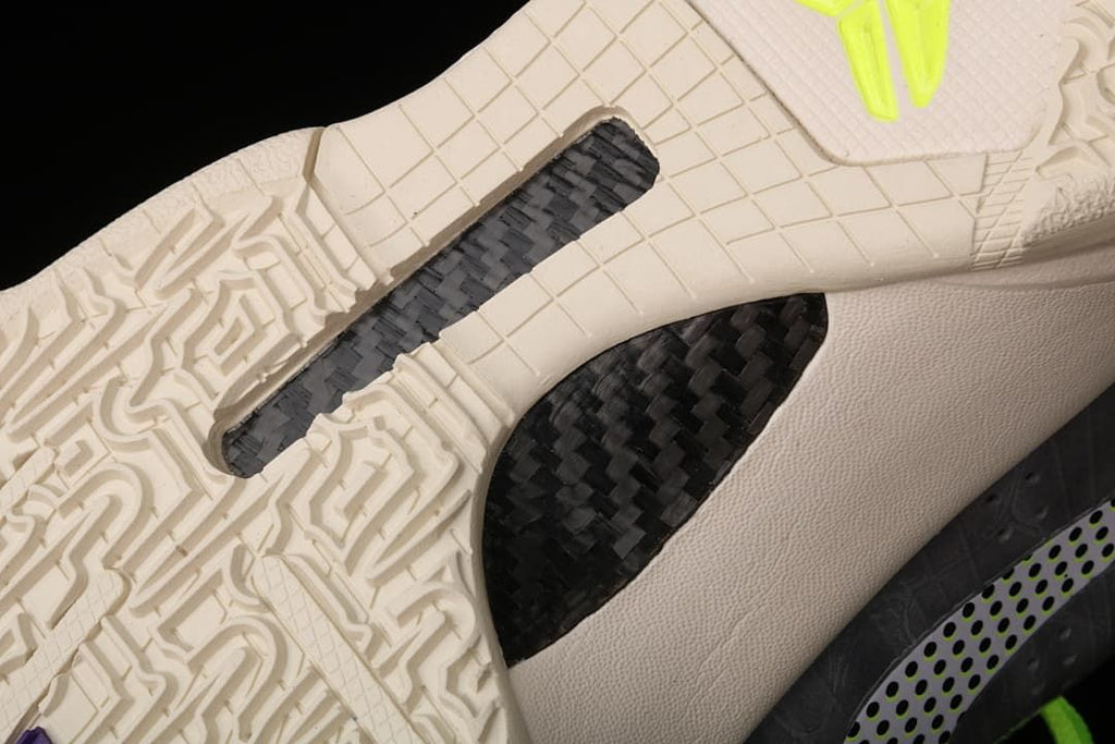 Close-up of the Kobe 5 shoe outsole and dark inset sections