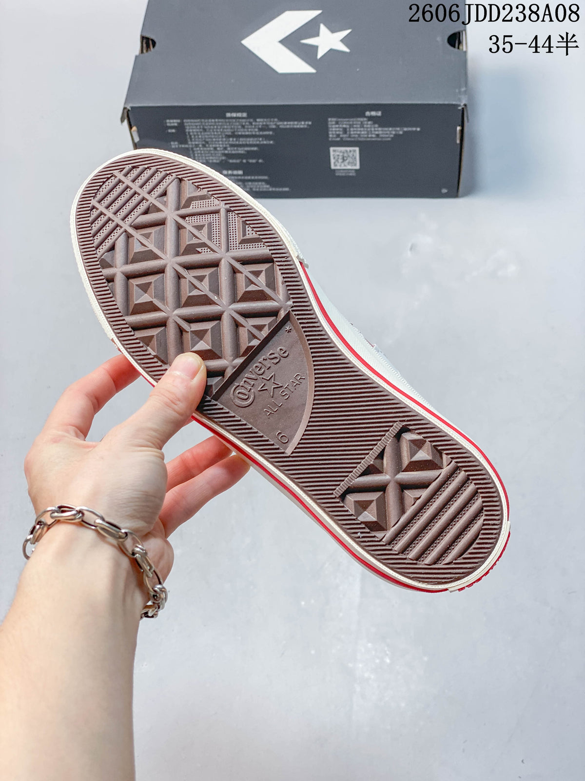 Textured outsole of a Converse One Star sneaker