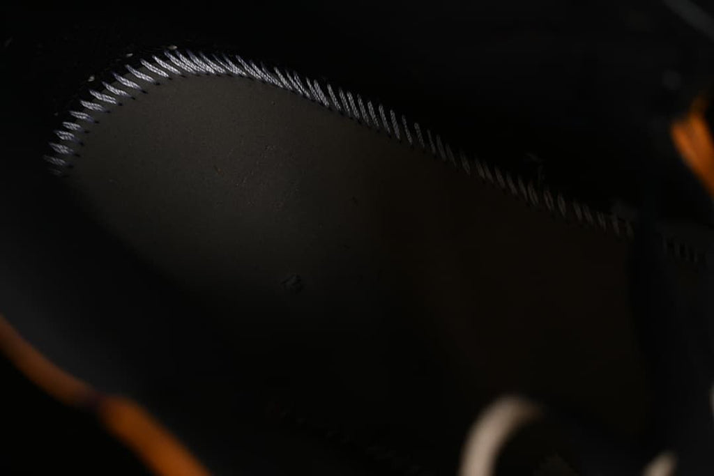 Close-up detail of the sneaker's dark interior and stitching