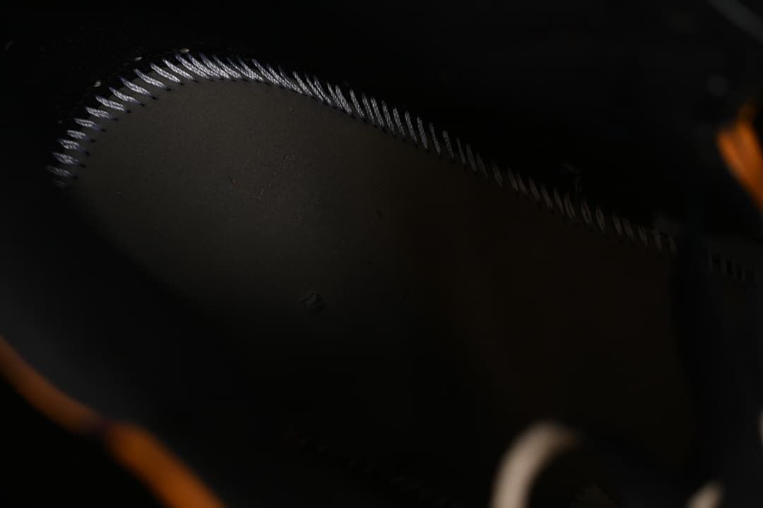 Close-up detail of the sneaker's dark interior and stitching
