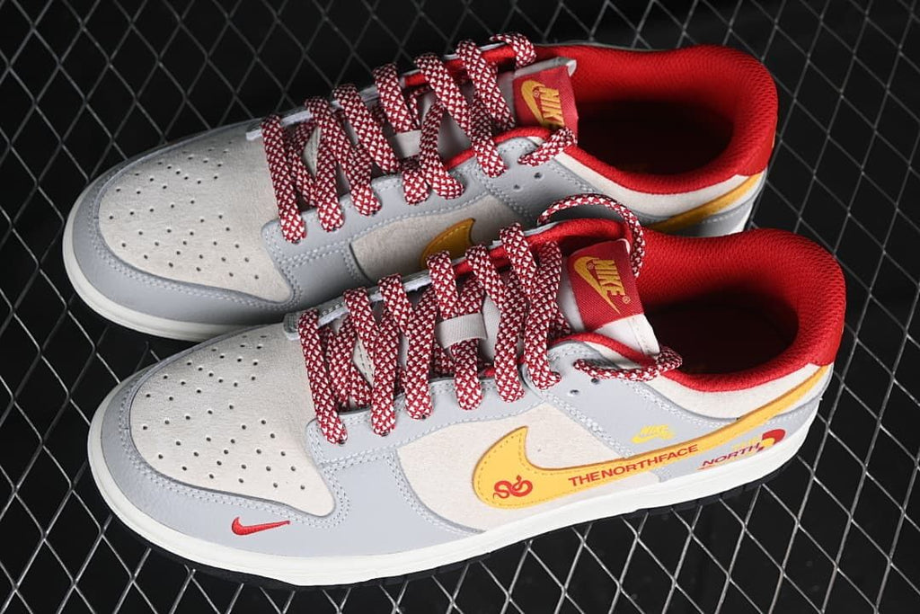Overhead view of the pair showing the color blocking and laces